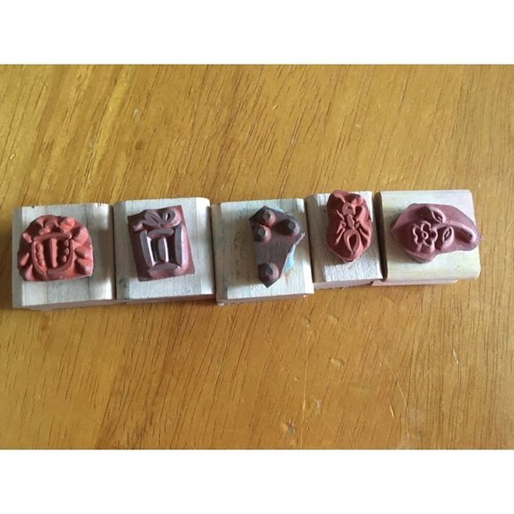 4 NEW 2000 Retired Stampin Small Wood Rubber Mounted Stamps Bee, Ant, Flower - Picture 2 of 3